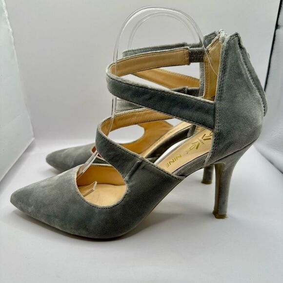 Nine West Florent Pointy Toe Gray Suede Leather heels size 7.5 - Picture 8 of 10